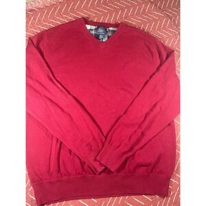 Cambridge Dry Goods Company Red V Neck Cotton Sweater Men's Size L